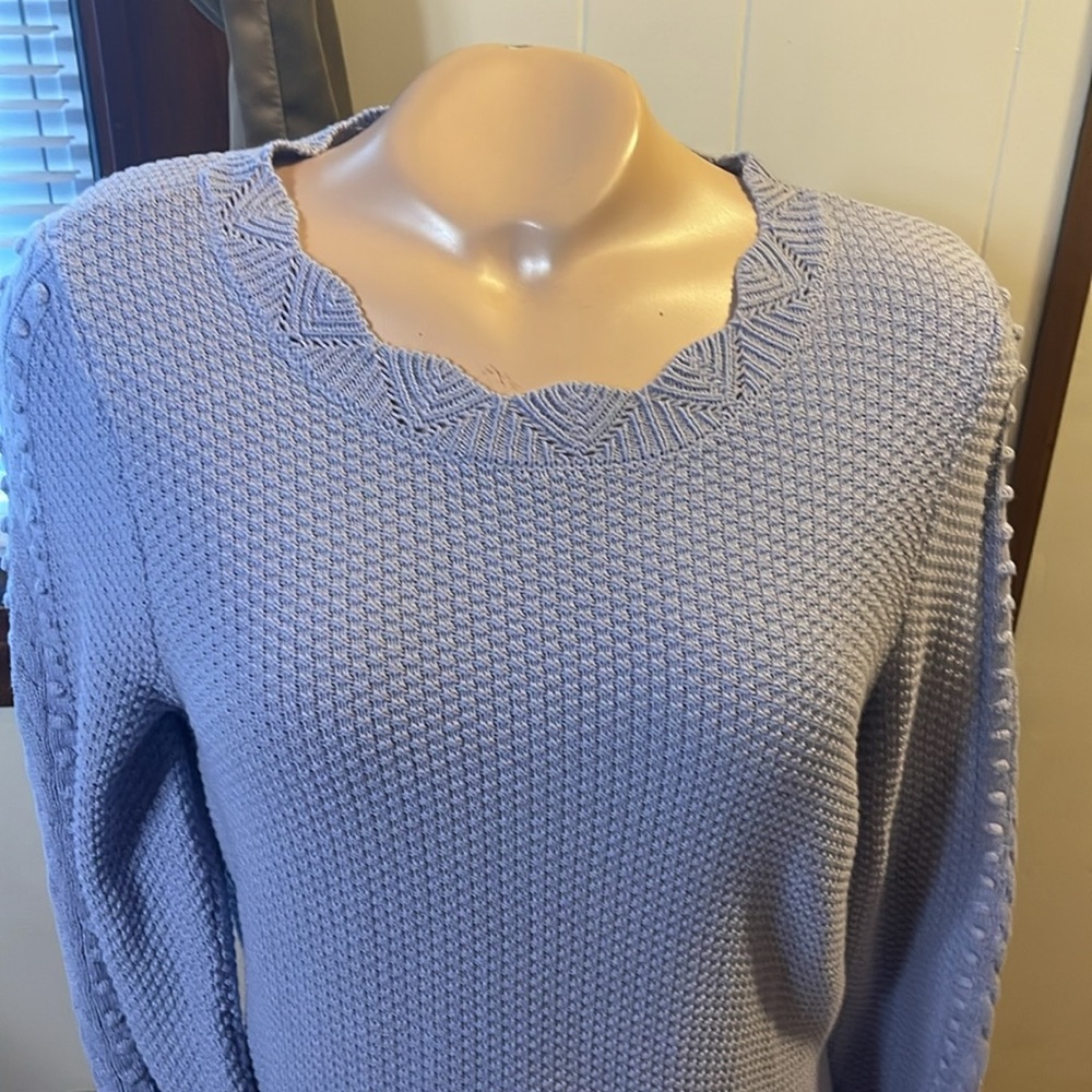 Loft Lilac NWT’s Cotton Knit Sweater Size Small cable knit crochet
